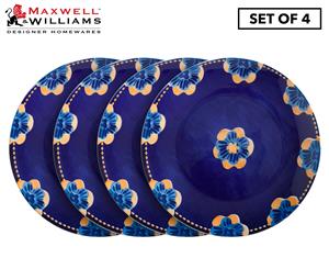 Set of 4 Maxwell & Williams 26.5cm Majolica Dinner Plate - Ink Blue