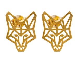 Short Story Fox Stencil Earrings - Gold