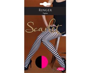 Silky Womens/Ladies Scarlet Ringer Design Tights (1 Pair) (Black/Fuchsia) - LW216