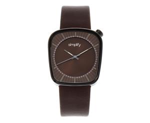 Simplify The 6800 Leather-Band Watch - Black/Brown