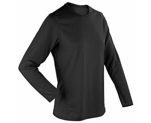 Spiro Ladies/Womens Sports Quick-Dry Long Sleeve Performance T-Shirt (Black) - RW1492