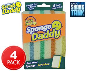 Sponge Daddy Dual-Sided Sponge + Scrubber 4-Pack