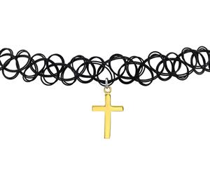 Sterling Silver Cross Choker Necklace