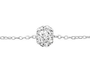 Sterling Silver Crystal Ball Anklet