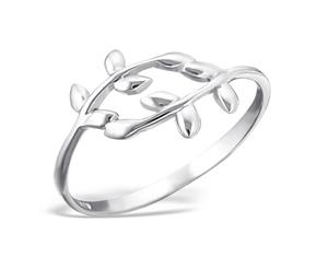 Sterling Silver Olive Branch Midi Ring