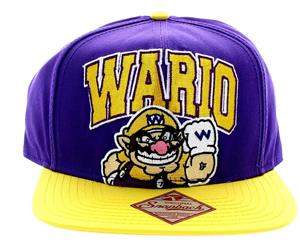 Super Mario Bros. Wario Mens Purple Snapback Cap