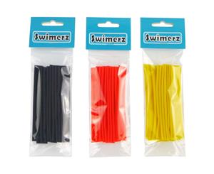 Swimerz Assist Hook Sleeves 8/10mm Shrink Tube Black Yellow & Red 100mm. Qty 30.