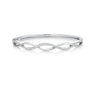 Swirl Bangle with Cubic Zirconia in Sterling Silver