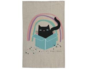 The Linen Press Organic Cotton Cat Love Cat in Box Tea Towel