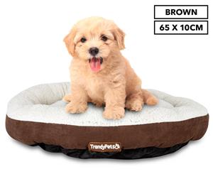 Trendy Pets 65x10cm Super Soft Sherpa Round Pet Mattress - Brown