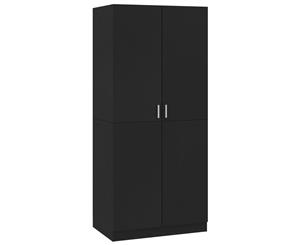 Wardrobe Black Chipboard Garment Cupboard Home Closet Storage Organiser