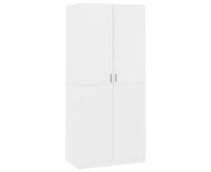 Wardrobe High Gloss White Chipboard with 2 Doors Clothing Cabinet Shelf