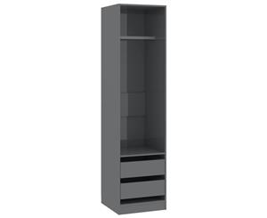 Wardrobe with Drawers High Gloss Grey 50x50x200cm Chipboard Closet