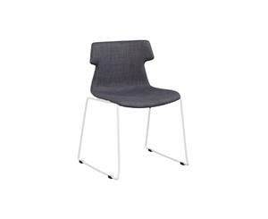 Wave Fabric Chair - Sled Base White - grey