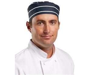 Whites Chefs Skull Cap Navy Butchers Stripe