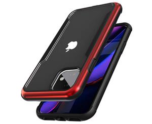 ZUSLAB iPhone 11 Case Iron Shield Military Grade with Aluminum Frame & Shockproof Transparent Back Cover for Apple - Black & Red