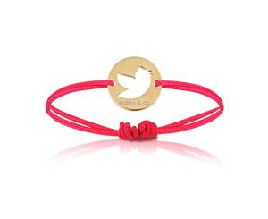 aaina & co Girls Yellow Gold Bird Bracelet with Pink Cord