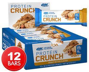 12 x Optimum Nutrition Protein Crunch Bars Peanut Butter 57g