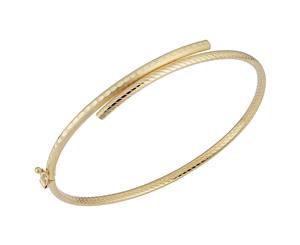 14k Yellow Gold Bypass Women's Bangle Bracelet 7.5" - Yellow