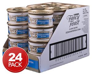 24 x Purina Fancy Feast Cat Food Gourmet Ocean Whitefish & Tuna 85g