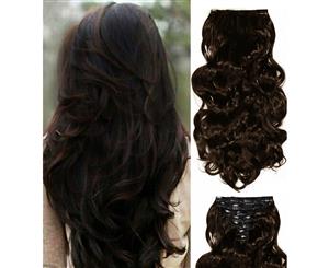 24" Wavy High Grade Synthetic Hair Extension Dark Brown 7Piece 16Clips 02