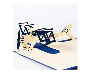 3d Pop Up Airplane Greeting Card for All Occasions BLUE