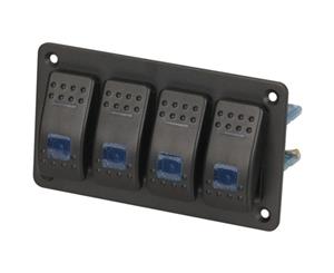 4 Way Illuminated Blue Rocker Switch Panel