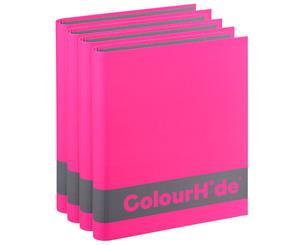 4PK ColourHide A4 200 Sheets Silky Touch Ring Binder/Folder Paper Organiser Pink