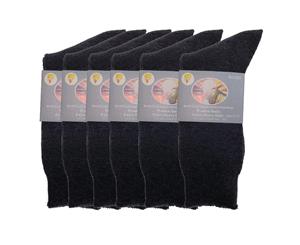 6 Pairs Merino Wool Blend Woolen Work Hiking Socks - Charcoal