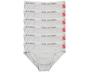 6x - Briefs Frank and Beans Underwear Mens Cotton Jocks Undies S M L XL XXL Fella Front Brief - Grey