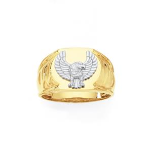 9ct Gold and Sterling Silver Eagle Oval Signet Ring