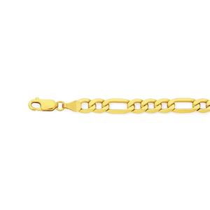 9ct Gold on Silver 21cm Figaro 3+1 Bracelet