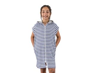 AMALFI Kids Hooded Turkish Towel Sleeveless/Zip/Pockets | Unisex Navy/White