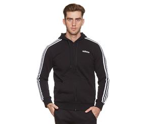 Adidas Men's 3-Stripe Full Zip French Terry Hoodie - Black/White