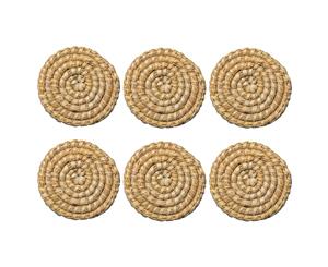 Argon Tableware Woven Water Hyacinth Coasters Set - Palm Leaf - Set of 6