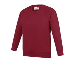 Awdis Academy Childrens/Kids Crew Neck Raglan School Sweatshirt (Claret) - RW3918