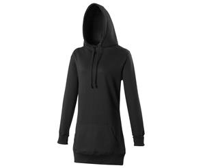 Awdis Girlie Womens Longline Hooded Sweatshirt / Hoodie (Jet Black) - RW167