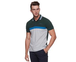 Ben Sherman Men's Contrast Panel Script Polo Tee / T-Shirt / Tshirt - Aluminium