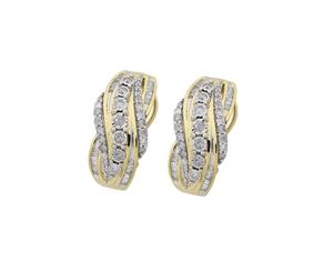 Bevilles 9ct Yellow Gold Miracle 1.00ct Diamond Earrings Hoop