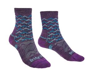 Bridgedale Womens Hike Lightweight Merino Wool Walking Socks - Purple / Aqua