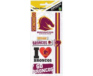 Brisbane Broncos NRL Temporary TATTOO Sheet