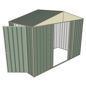 Build-a-Shed 3.0 x 1.5 x 2.3m Double Sliding and Single Hinge Door Narrow Shed - Green