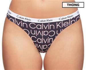 Calvin Klein Women's Carousel Thong - Trace Logo/Blue Noir