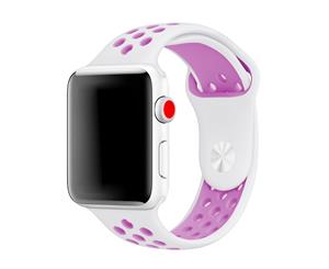 Catzon Sport Soft Silicone Apple Watch Strap iWatch Band Bracelet Replacement Band For iWatch Series 1 2 3 4 - White Purple