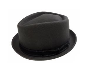 Classic Jazz Hat Gutter Crown Trilby Fedora Cap - Grey