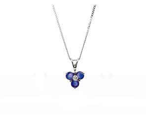 Classic Round Sapphire & Diamond Pendant in 9ct White Gold