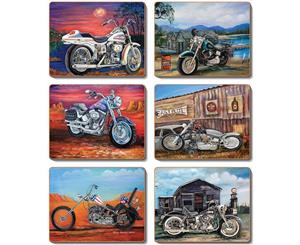 Country Kitchen AMERICAN CLASSIC Motorbikes Cork Backed Placemats Set 6 New