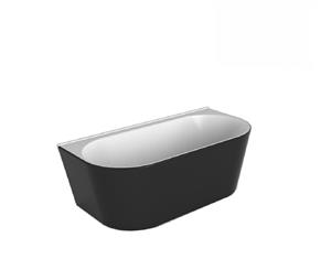 Decina Alegra Back to Wall Freestanding Bath 1700x800x600mm - Black/ White AG1700B