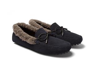 Eve & Kane - St.Tropez Navy Suede & Fawn Sheep Wool Loafers