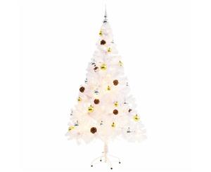 Faux Christmas Tree Decorated with Baubles and LEDs 150cm White Decor